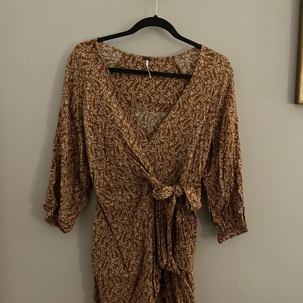 Free People Mustard Floral Mini Dress
